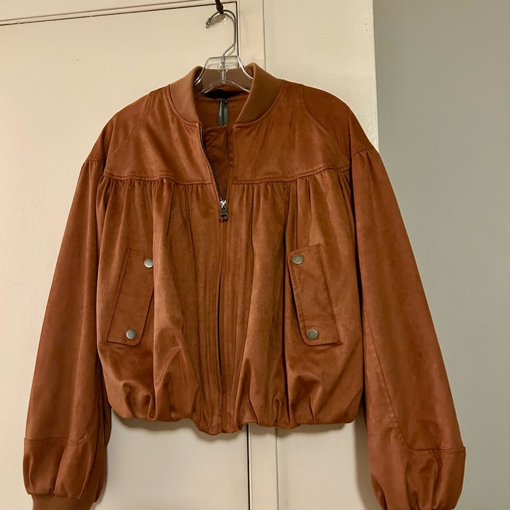 Anthropologie Rust Bomber Jacket